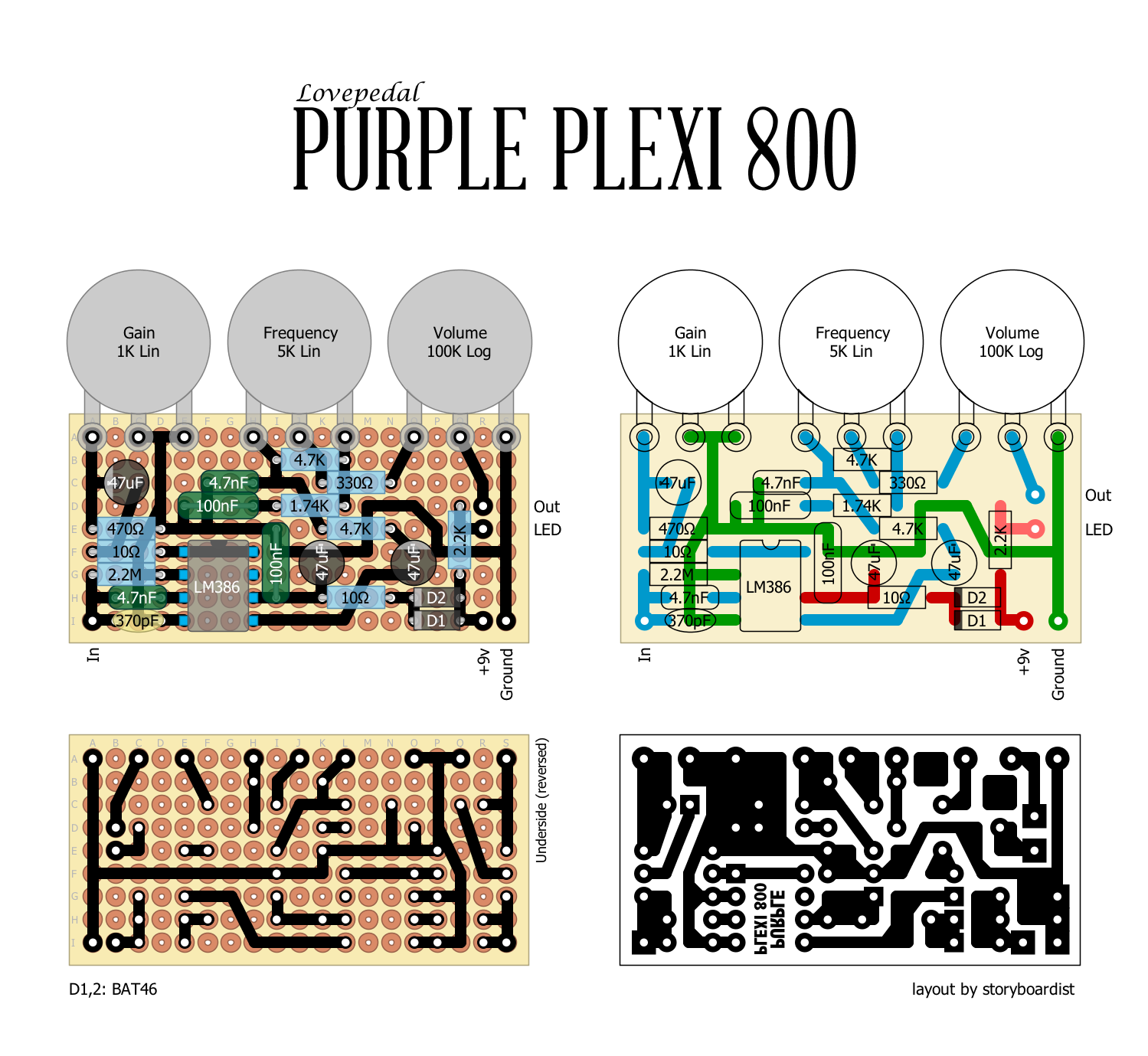 Perf and PCB Effects Layouts: Lovepedal Purple Plexi 800
